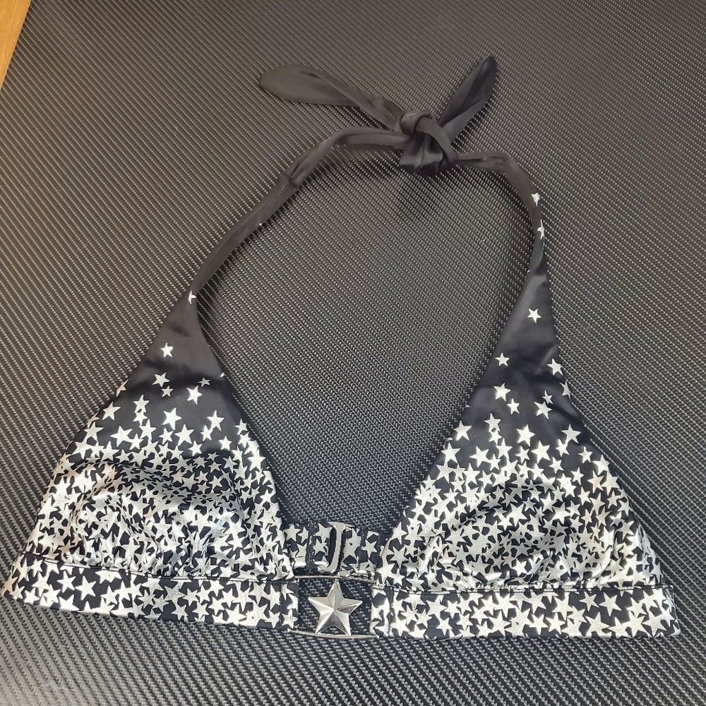 Victoria's Secret Metallic Silver Star Halter bikini swim top